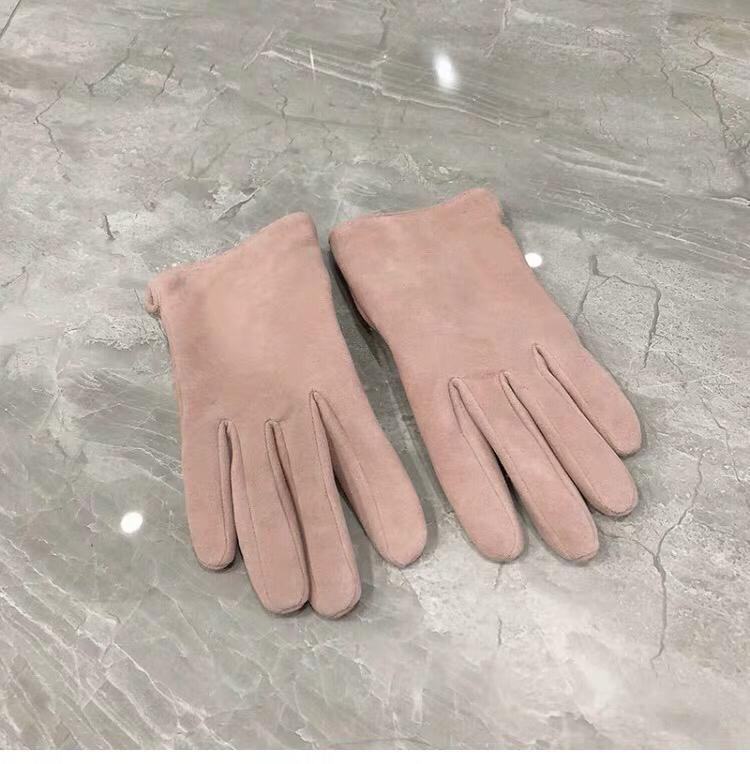 Small Dirty Powder Anti FurPolychromatic Import Goat skin glove Lamb skin ma'am Plush keep warm Autumn and winter genuine leather glove black Thin drive a car