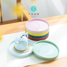 Китайское чайное блюдце 不单典雅青瓷壶承手工藤编壶托丝瓜垫干泡盘功夫茶具迷你养壶茶托