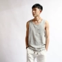 Mùa hè không tay linen thể thao vest nam thoáng khí Trung Quốc phong cách văn học nam lỏng bông và vải lanh mồ hôi thường vest nam áo thun nam thể thao