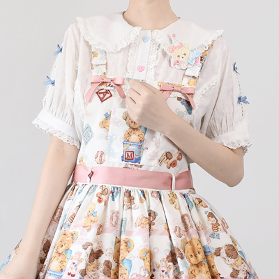 taobao agent Lace doll, cute shirt, cloud, Lolita style, puff sleeves, doll collar