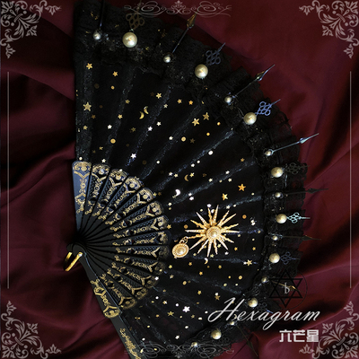 taobao agent Six Mangxing Lolita hand -made lace fan dawn nightmare nightmare dark gothic accessories small objects photograph props