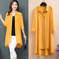 Летний длинный кардиган, рубашка, куртка, одежда для защиты от солнца, средней длины, в корейском стиле, большой размер