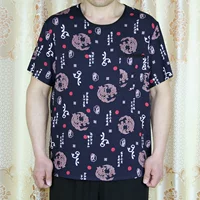 Kích thước lớn người đàn ông trung niên của bông lụa đồ ngủ tops home dịch vụ ngắn tay T-Shirt rayon cotton trùm đầu áo mùa hè bộ đồ thu đông nam 