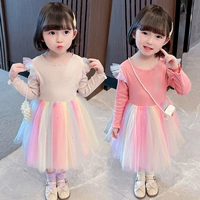 Весеннее платье, детская юбка, наряд маленькой принцессы, 1-3-5 лет, в западном стиле, длинный рукав