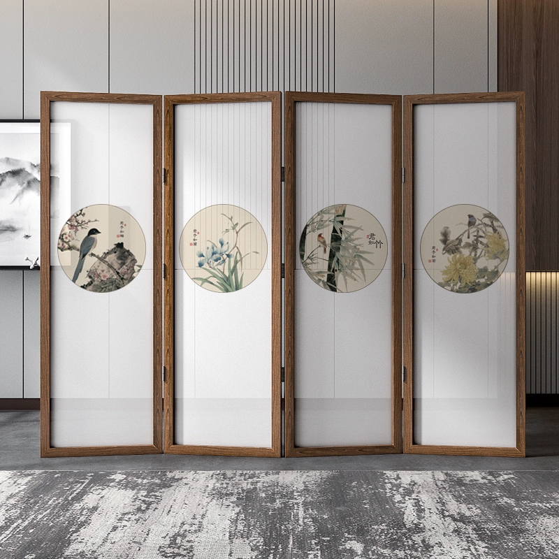 Tùy chỉnh 
            phong cách Trung Quốc mới gấp di động vách ngăn phòng khách gỗ nguyên khối phòng trà sen nhà văn phòng chặn lối vào Thiền vách ngăn đẹp 