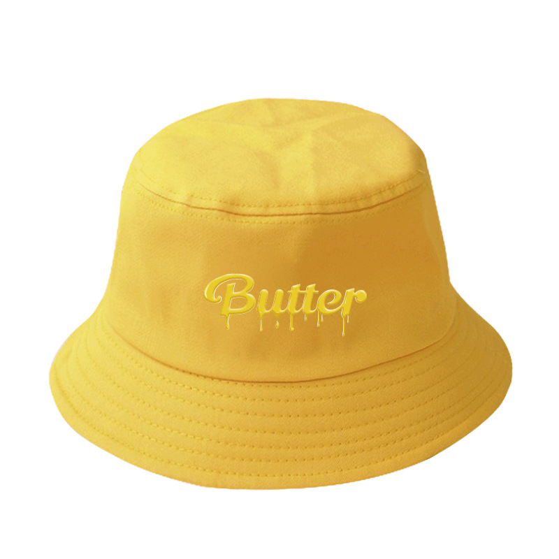 Yellow - B2021 summer Korean version Bulletproof Youth League single Butter butter originality written words LOGO printing Fisherman hat