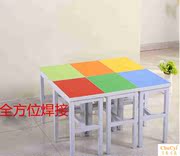 Nội thất trường học thép vuông phân phân học sinh tiểu học và trung học bàn và ghế màu làm việc nhỏ phân vuông ăn bàn ghế đào phân - Nội thất giảng dạy tại trường