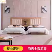 Giường khách sạn tiêu chuẩn phòng đầy đủ bộ gỗ ký túc xá sinh viên căn hộ khách sạn Khách sạn nội thất giường cho thuê phòng kinh tế giường lanh người - Nội thất khách sạn
