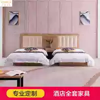 Giường khách sạn tiêu chuẩn phòng đầy đủ bộ gỗ ký túc xá sinh viên căn hộ khách sạn Khách sạn nội thất giường cho thuê phòng kinh tế giường lanh người - Nội thất khách sạn tủ kệ tivi