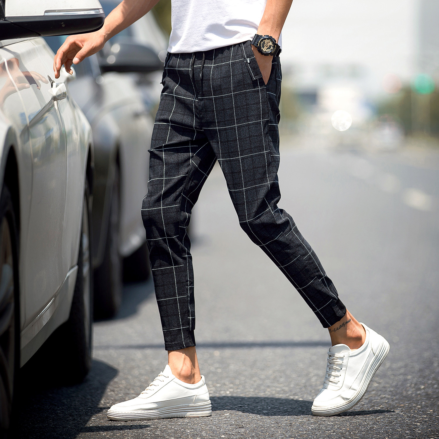 新款潮男裤子修身束脚裤韩版休闲小脚裤时尚男裤 k105-p35