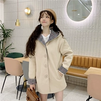 Áo khoác len nữ mùa đông 2018 mới dành cho nữ phiên bản Hàn Quốc của học sinh buông lơi lưới dày áo len nữ - Áo Hàn Quốc áo khoác dạ nữ dáng suông ngắn