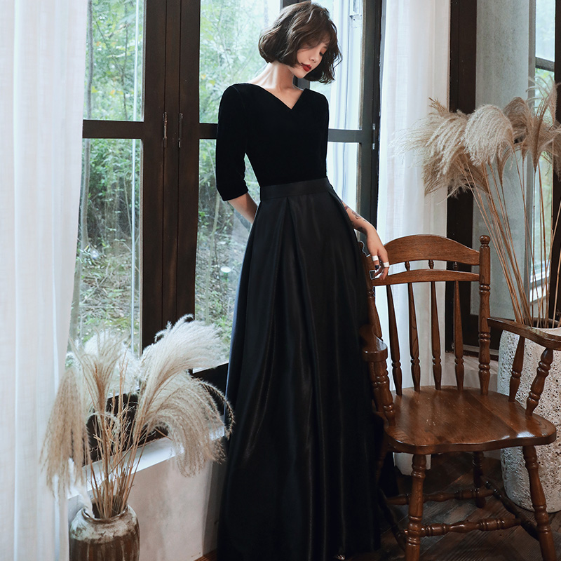 Elite evening dress, black elegant suit, long skirt, 2023 collection