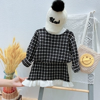 Демисезонный трикотажный свитер, детский комплект, коллекция 2021, популярно в интернете, в стиле Шанель