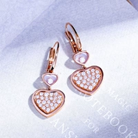 Ювелирное украшение, золотые бриллиантовые серьги в форме сердца, 18 карат, розовое золото, 14 карат