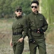 Mùa xuân và mùa hè ngụy trang ngoài trời phù hợp với quần của phụ nữ quần ngắn tay T quân đội trang phục sinh viên đồng phục đào tạo hai mảnh - Những người đam mê quân sự hàng may mặc / sản phẩm quạt quân đội