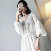 Phụ nữ Hàn Quốc 2019 hè mới nhỏ váy trắng tươi thêu lưới siêu tiên - Váy eo cao