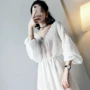 Phụ nữ Hàn Quốc 2019 hè mới nhỏ váy trắng tươi thêu lưới siêu tiên - Váy eo cao đầm rút dây eo