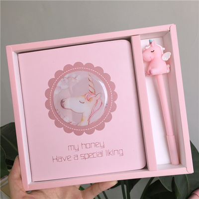 Pink Unicornoriginality Simplicity Internet celebrity Gift box notebook Stationery lovely Notepad thick Cartoon Hand book student day Return a gift