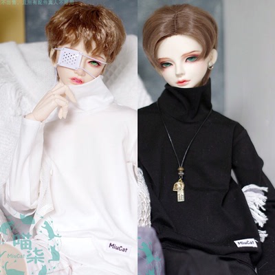 taobao agent BJD doll clothing turtleneck LOGO long -sleeved T -shirt bottoming shirt 3 points 4 points Giant baby uncle black and white two -color SD17 meow