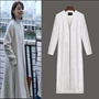 Đi cùng mẹ Li Na Mei Ting sao với cùng một đoạn trắng đính cườm ngã ba V-cổ áo len dài áo đầu mùa thu áo cardigan nữ hàn quốc