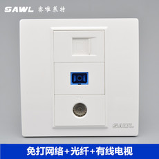 Розетка 网络光钎闭路tv插座家用86型三位有线电视+sc光纤+电脑网线口面板