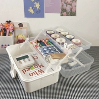 Настольная пластиковая коробка для хранения, лента, вместительные и большые канцтовары, ящик для хранения, Южная Корея, планировщик
