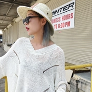 EZ14 mùa thu mới thời trang Hàn Quốc V-Cổ áo thun áo len phần mỏng casual loose vai áo len EZ83373