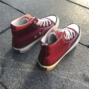 Bảy hoặc bảy đôi giày vải của phụ nữ rượu vang đỏ cao 1970ins retro phong cách Harajuku ulzzang Sinh viên Hàn Quốc hoang dã