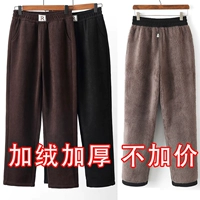 Утепленные демисезонные бархатные удерживающие тепло штаны для матери для отдыха, для среднего возраста, свободный прямой крой