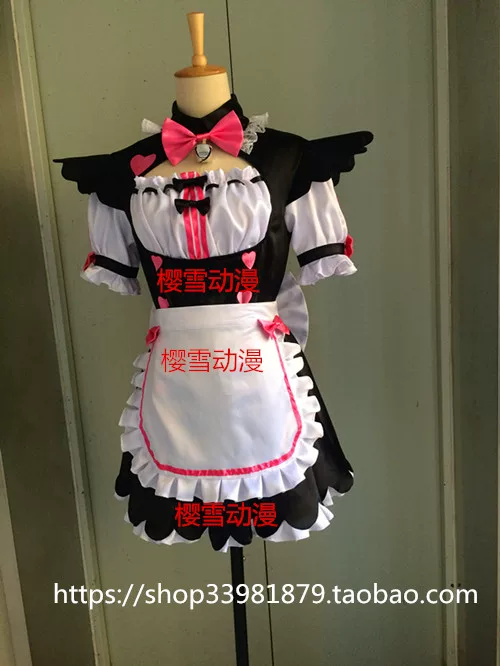 Косплей-костюм (Nekopara Chocolate) плотный атлас, костюм горничной полный комплект, на заказ