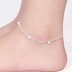 925 bạc vòng chân nữ Hàn Quốc phiên bản của sinh viên đơn giản Sen hai lớp năm hạt vòng chân nữ cảm giác cá tính rất mỏng vòng chân Vòng chân