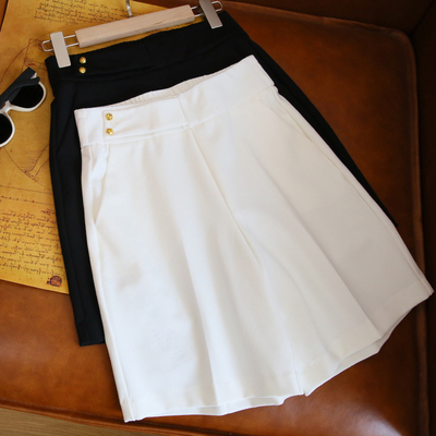 秒变大长腿~高级感白色西装中裤女高腰阔腿宽松黑色五分短裤夏潮