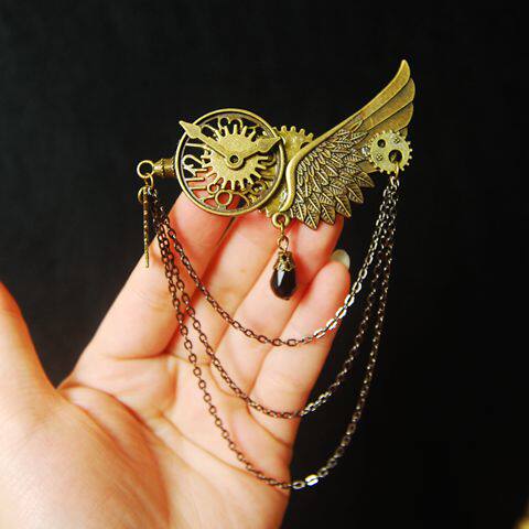 steampunk齿轮首饰品 个性机械齿轮翅膀胸针*蒸汽朋克风lolita