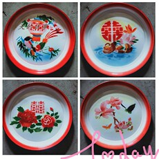 Чашка 怀旧老库存 80-90年代搪瓷茶盘龙门牌 还有鸳鸯 喜字 蝴蝶花