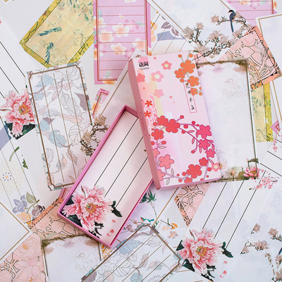 The Flowers Are Half OpenIdle language element Silkage  series Ancient style literature Note Paper 4 paragraph Aestheticism Notes Note box-packed Hand account source material