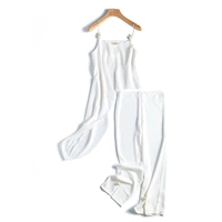 Летний модный белый комфортный комплект без рукавов, 2018, V-образный вырез, яркий броский стиль