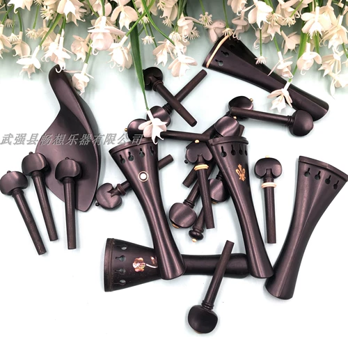 Набор аксессуаров для скрипки на черном дерева, инкрустированные встроенные в Ebony/Poplar, щеки/фортепиано -вал/хвостовая столбца/строковая плата