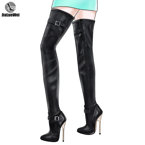 Высокие металлические эластичные длинные сапоги, делается под заказ, большой размер