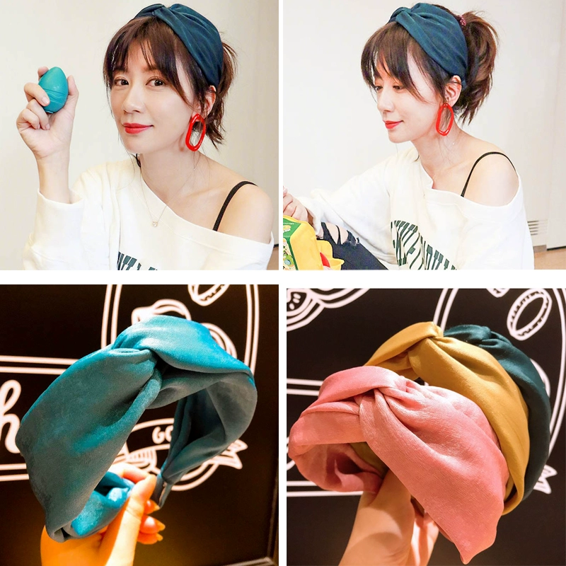 Mũ Hàn Quốc đơn giản kiểu tóc retro châu Âu và Mỹ với đầu chéo giữa thắt nút kỳ nghỉ gió rộng cạnh tóc hoop headband - Phụ kiện tóc