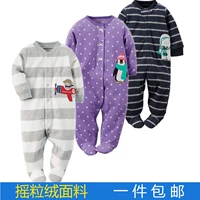 Châu Âu và Hoa Kỳ sơ sinh bé lông cừu túi chân jumpsuit bé dài tay mùa thu và mùa đông cao trào váy dây kéo áo - Áo liền quần áo khoác liền quần hình thú