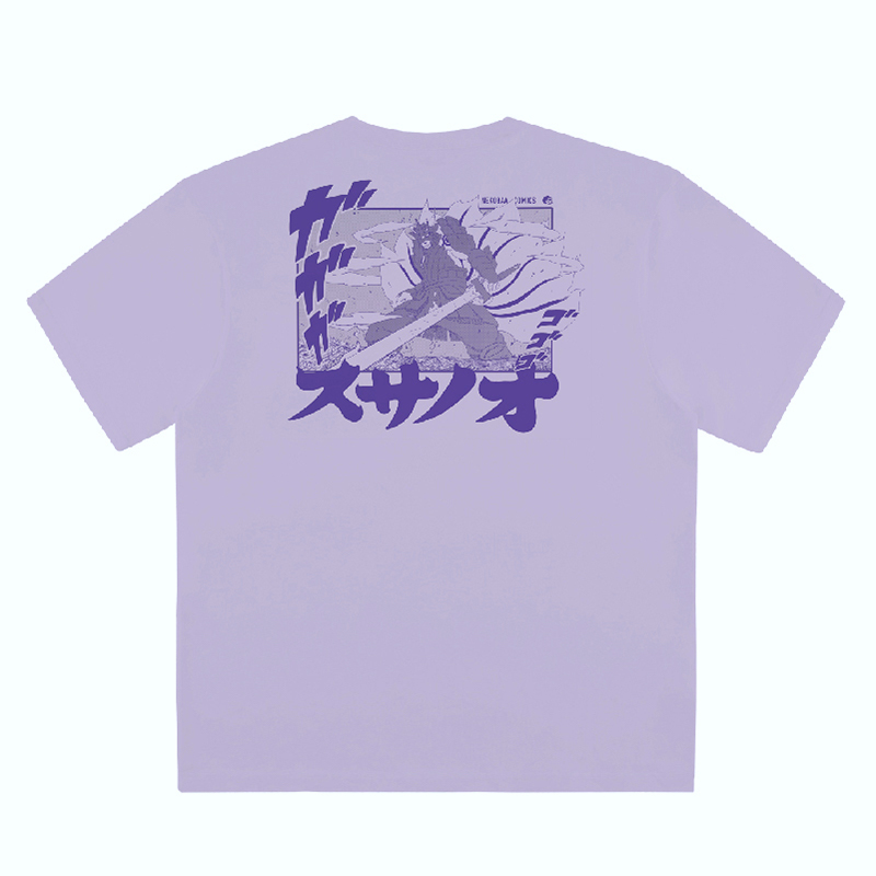 Lilac ColourShinobi have Shop Suzanneng series Naruto periphery T-shirt Retro printing Sasuke Naruto cat mother-in-law