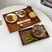 Деревянная прямоугольная система хранения домашнего использования, обеденная тарелка из натурального дерева, японский чайный сервиз со стаканом