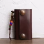Vintage handmade nam và nữ túi da túi chìa khóa túi xe điều khiển từ xa túi rau rám nắng lớp da đồng khóa - Trường hợp chính ví móc chìa khóa giá rẻ