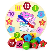 Детские деревянные мультяшные геометрические часы, головоломка, цифровой конструктор, геометрическая познавательная игрушка, 1-3-6 лет, раннее развитие