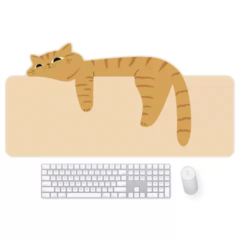 Cute Lazy Cat Waterproof Anti Slip Large Mousepad, Desk Mat- (2mm) X 760x380mm
