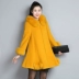 Mùa thu và mùa đông mới lông cáo lông cổ áo len nữ 2019 Phiên bản Hàn Quốc của chiếc áo khoác len dài chữ A - Áo Hàn Quốc áo dạ quang nữ đẹp Áo Hàn Quốc