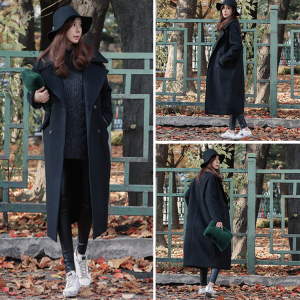 Giải phóng mặt bằng chống mùa, áo khoác len, mùa đông nữ, phiên bản Hàn Quốc mới, phần dày, dài, áo quá đầu gối, sinh viên