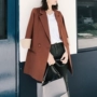 Phù hợp với áo khoác nữ phiên bản Hàn Quốc 2018 mới Morandi màu sắc sang trọng đầu thu dài đoạn dài tay áo bảy điểm khí chất thời trang u40