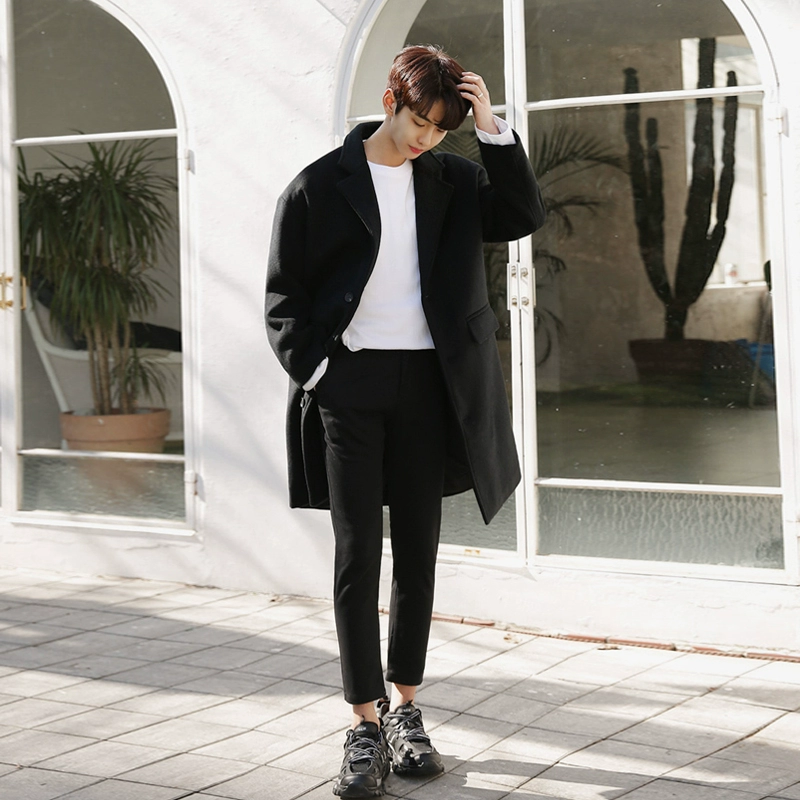 Mùa đông áo len đẹp trai kiểu Hàn Quốc giản dị nam trung dài tay dài thanh niên thương hiệu áo len len áo khoác nam - Áo len