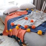 Cotton Chăn Dệt Kim Văn Phòng Giải Trí Chăn Mùa Hè Điều Hòa Không Khí Sofa Chăn Lông Cừu Handmade Bóng Bóng Chăn